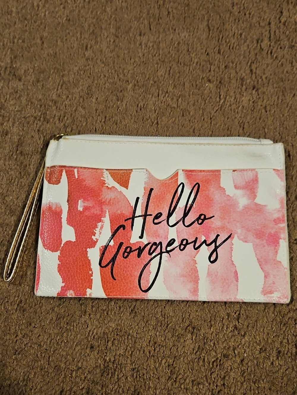 Hello Gorgeous Pink & White Makeup Pouch